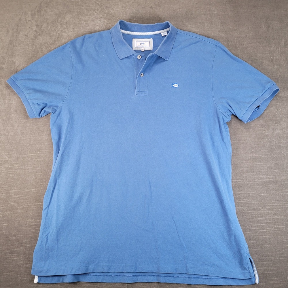Southern Tide Polo Shirt Mens XL Blue Skipjack Stretch Pique Short Sleeve